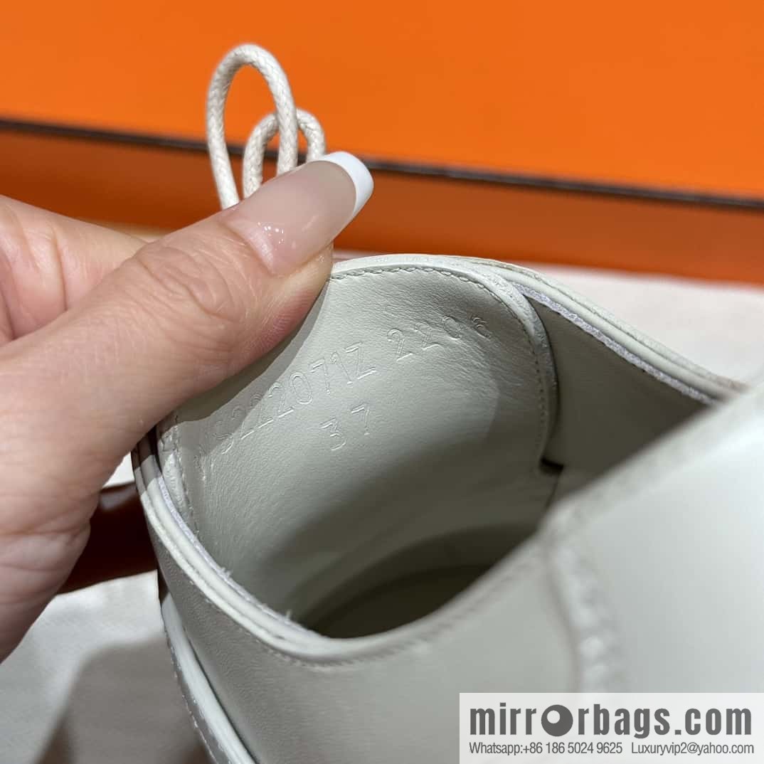 HERMES 252 First Platform Oxford Shoes, Clay Beige/Clay beige/Calfskin