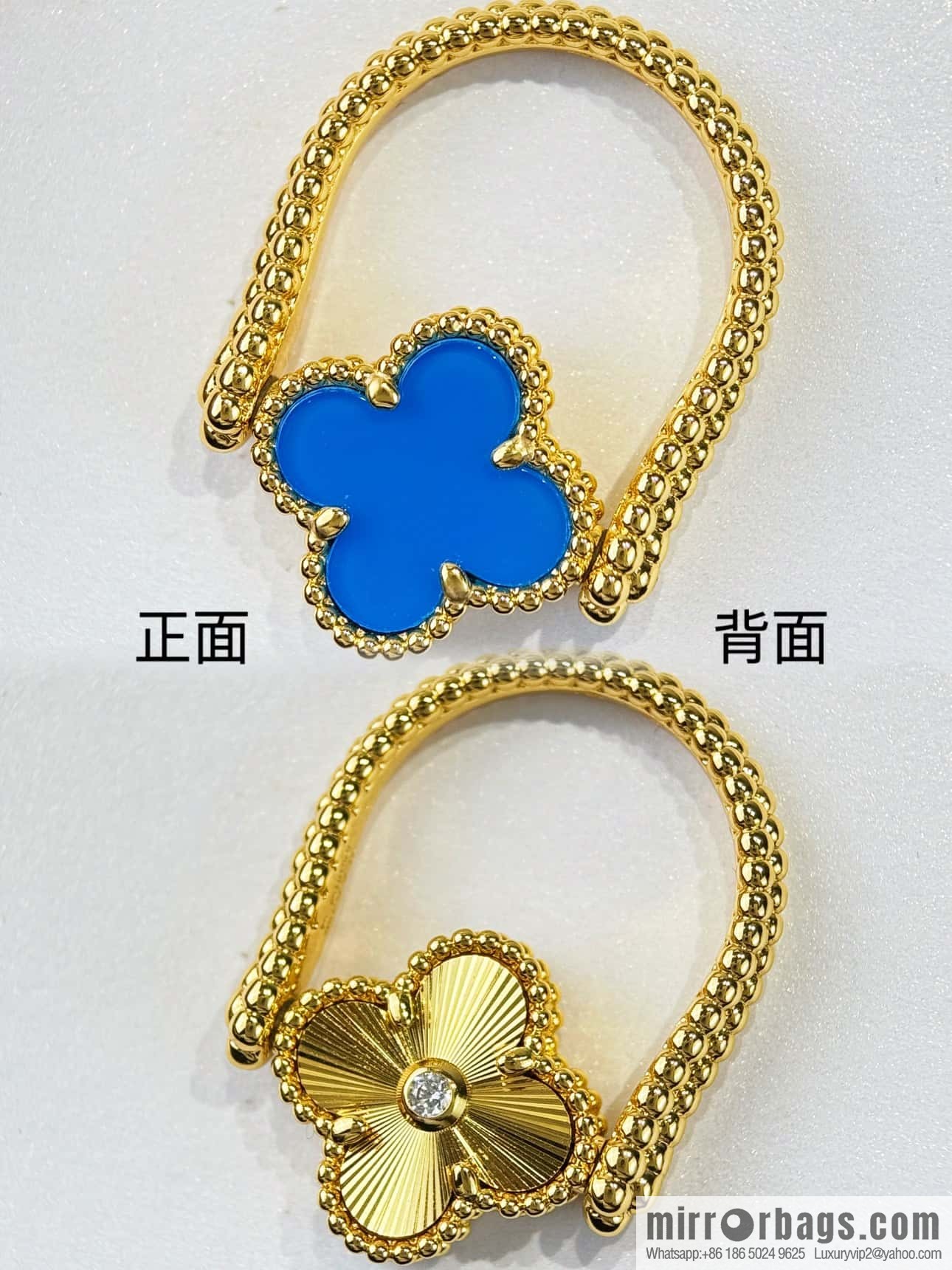 ❗️New product explosion ❗️ ☀️ Van Cleef & Arpels Vintage Alhambra flippable ring, blue agate on one side and engraved flower on the other side ☀️