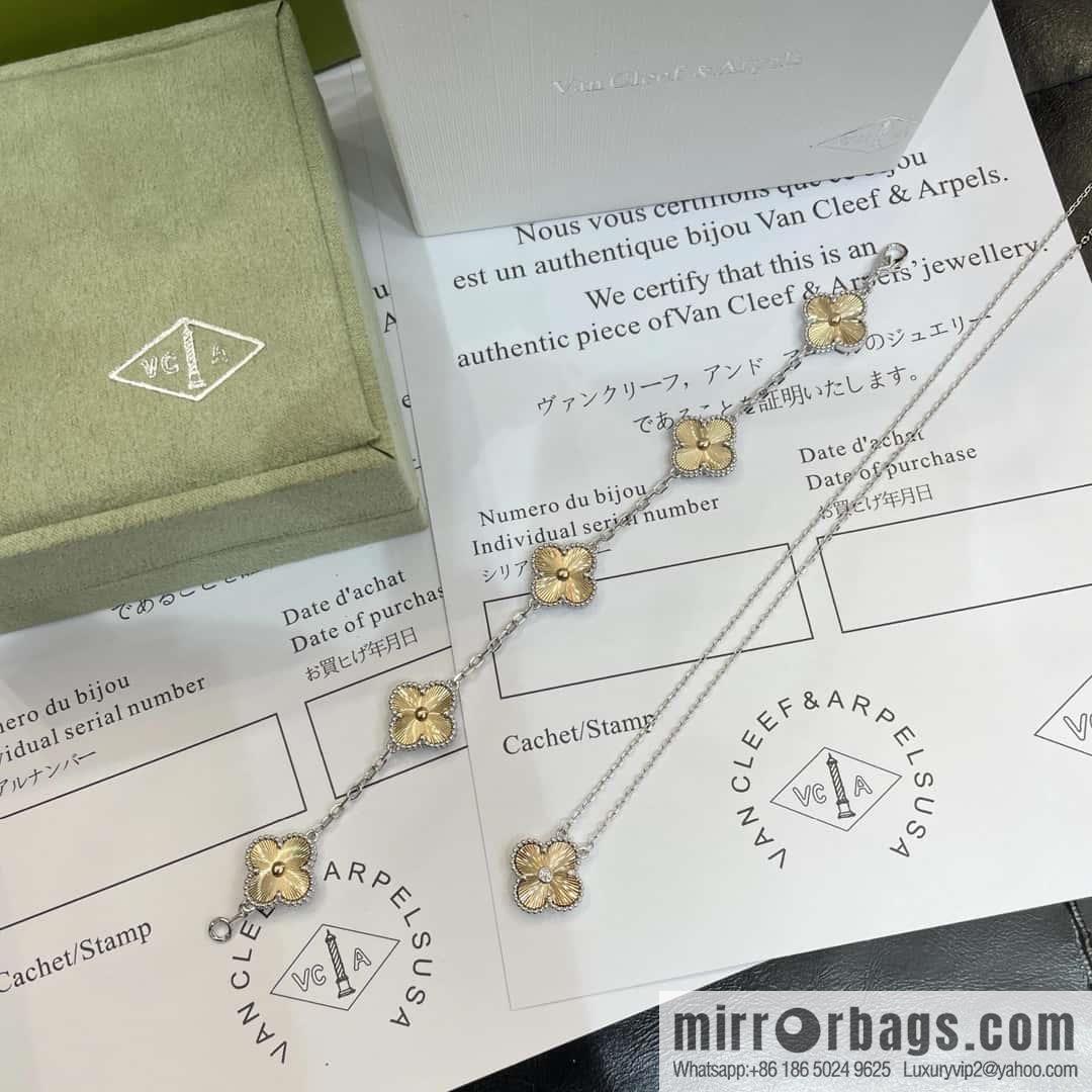 🎄Christmas Limited ☀️ Van Cleef & Arpels Christmas Limited Laser Engraved Five Flowers Four Leaf Clover Bracelet ☀