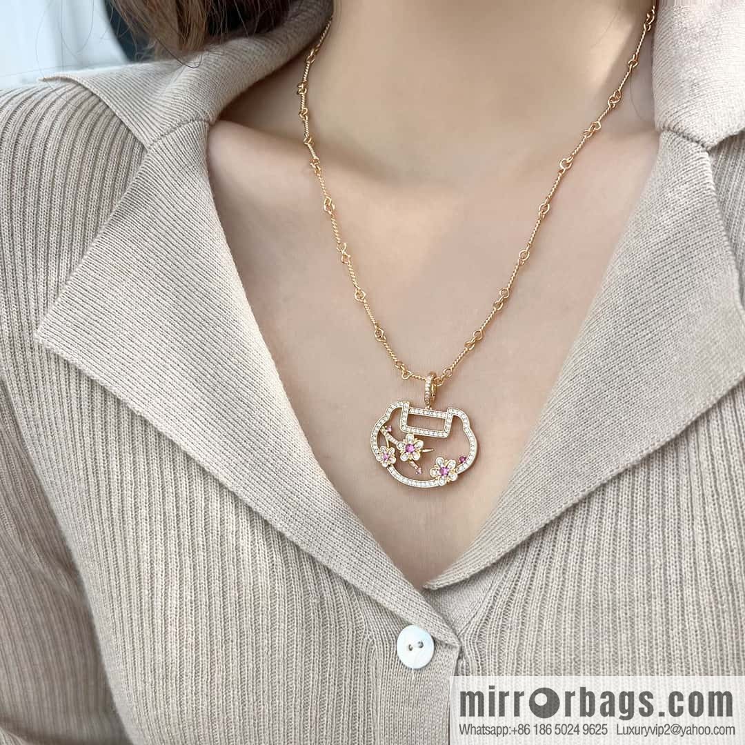 ❗️New ❗️ ☀️ Original ☀️ Qeelin Kirin Yu Yi Flower Moon Ruyi Cherry Blossom 🌸 Necklace ☀️