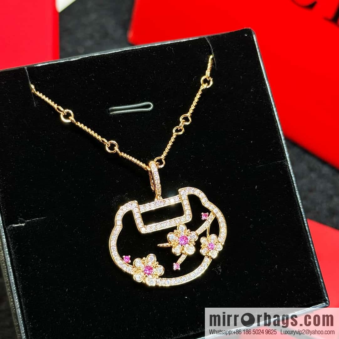❗️New ❗️ ☀️ Original ☀️ Qeelin Kirin Yu Yi Flower Moon Ruyi Cherry Blossom 🌸 Necklace ☀️