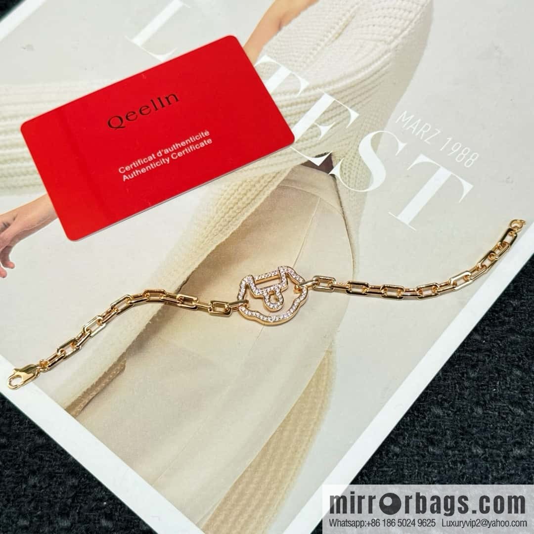 ❗️New ❗️ ☀️ Original ☀️ Qeelin Kirin Yu Yi Hollow Full Diamond Ruyi Lock Bracelet ☀️