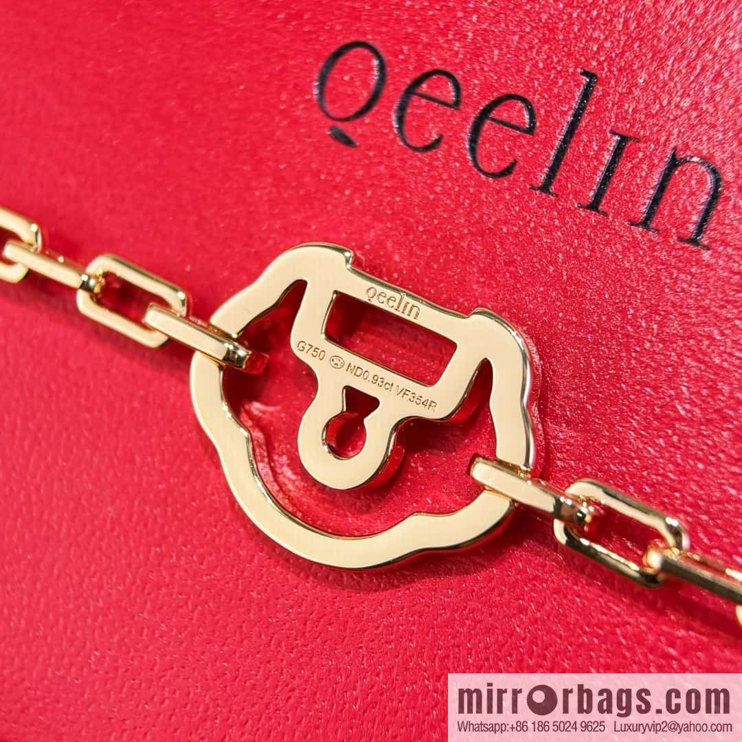 ❗️New ❗️ ☀️ Original ☀️ Qeelin Kirin Yu Yi Hollow Full Diamond Ruyi Lock Bracelet ☀️