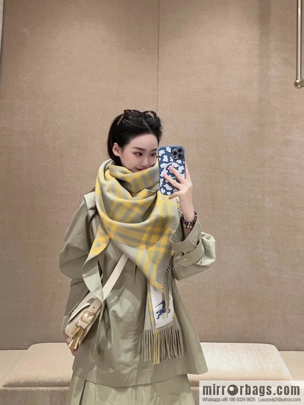 Bur ✓ Double-Sided Plaid Cashmere Scarf