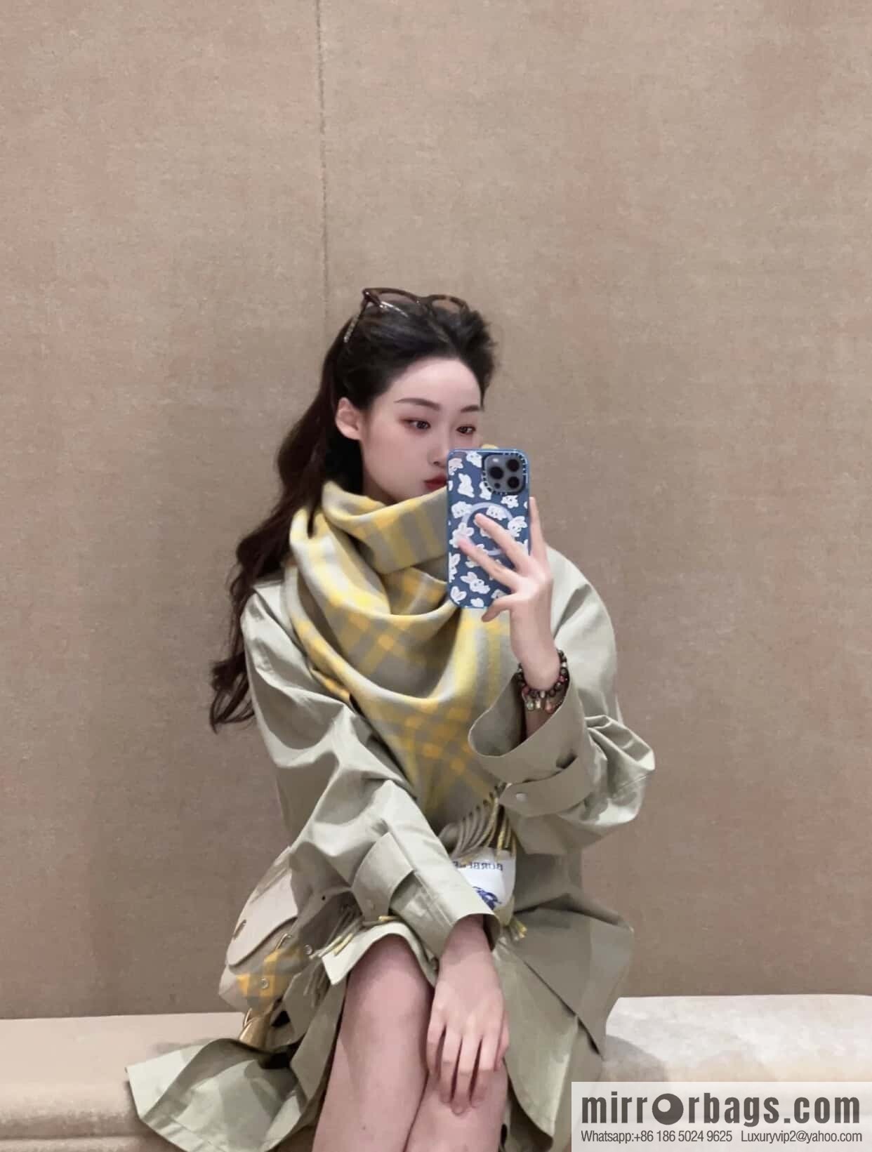 Bur ✓ Double-Sided Plaid Cashmere Scarf