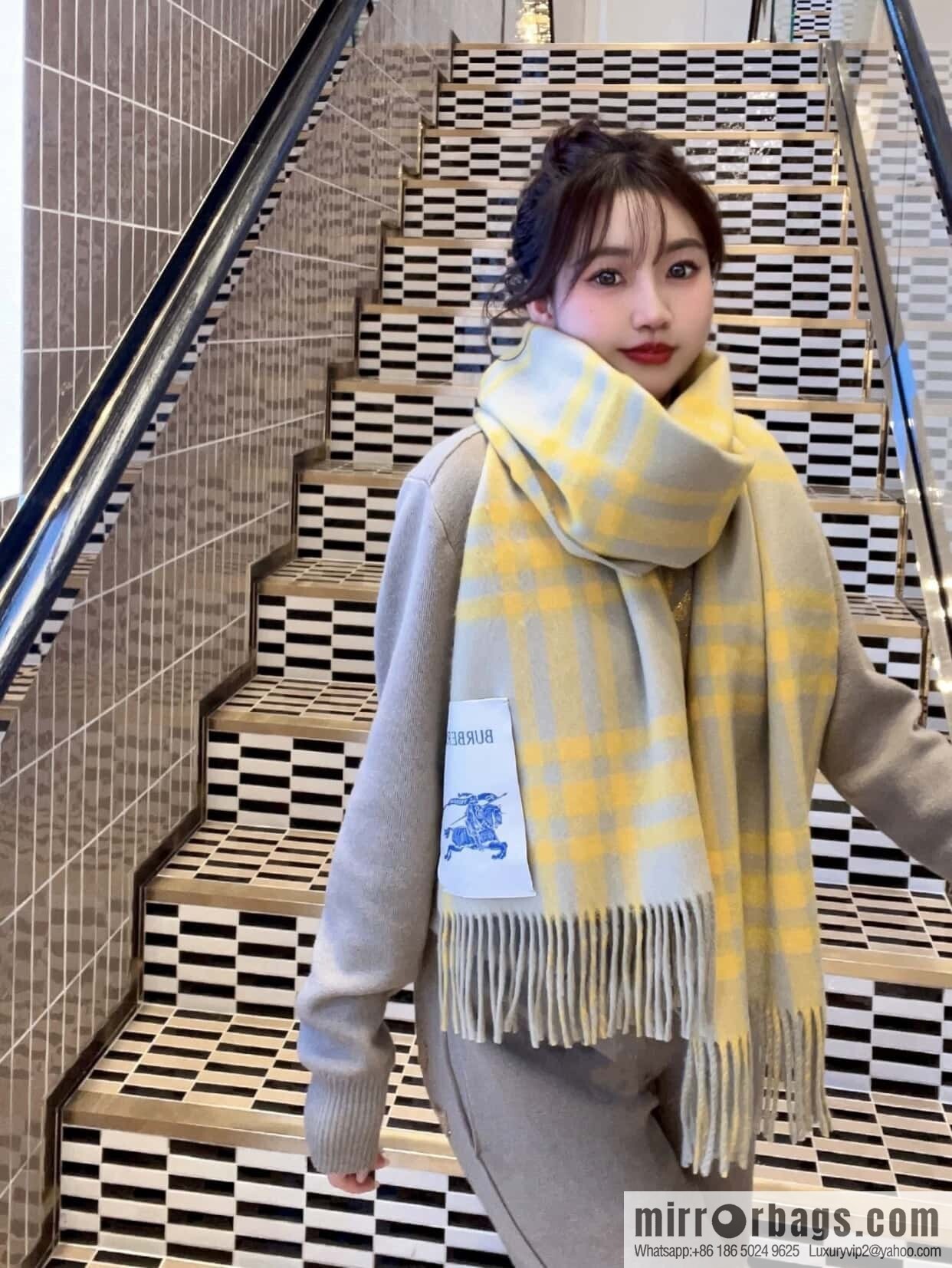 Bur ✓ Double-Sided Plaid Cashmere Scarf