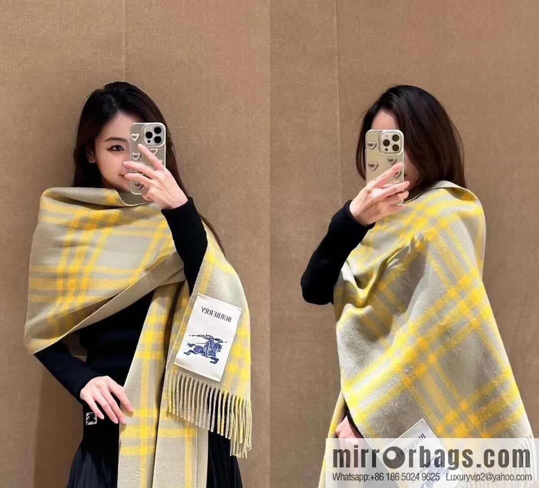 Bur ✓ Double-Sided Plaid Cashmere Scarf