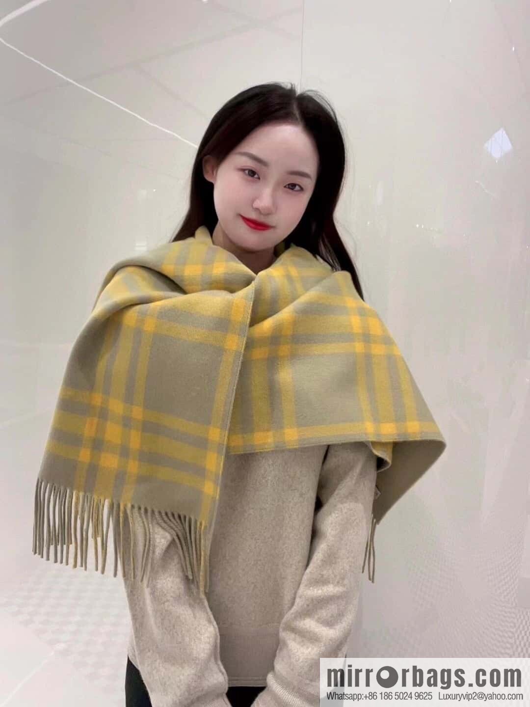 Bur ✓ Double-Sided Plaid Cashmere Scarf