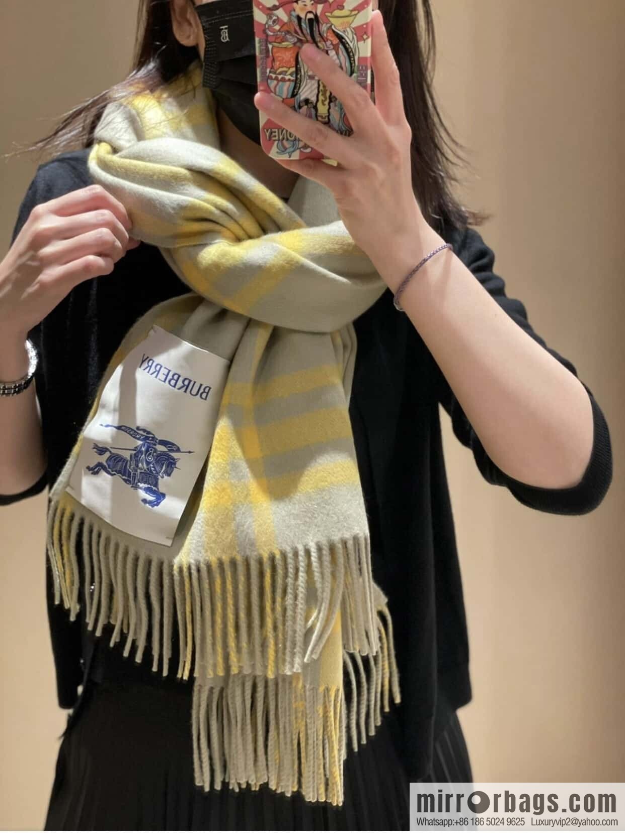Bur ✓ Double-Sided Plaid Cashmere Scarf