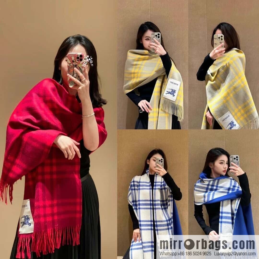 Bur ✓ Double-Sided Plaid Cashmere Scarf