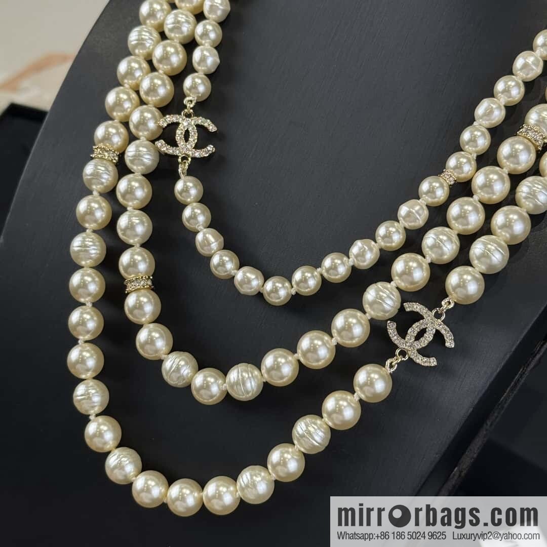 ❗️New ❗️☀️ New ☑️ Chanel Double C Three-layer Pearl Necklace Sweater Chain ☀️