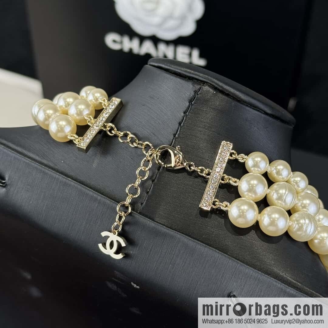 ❗️New ❗️☀️ New ☑️ Chanel Double C Three-layer Pearl Necklace Sweater Chain ☀️