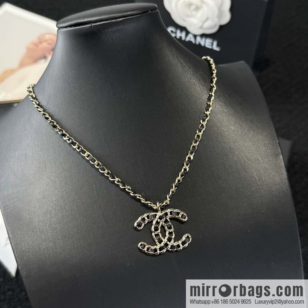❗️New ❗️☀️ New ☑️ Chanel Double C Black Leather Rope Necklace ☀️