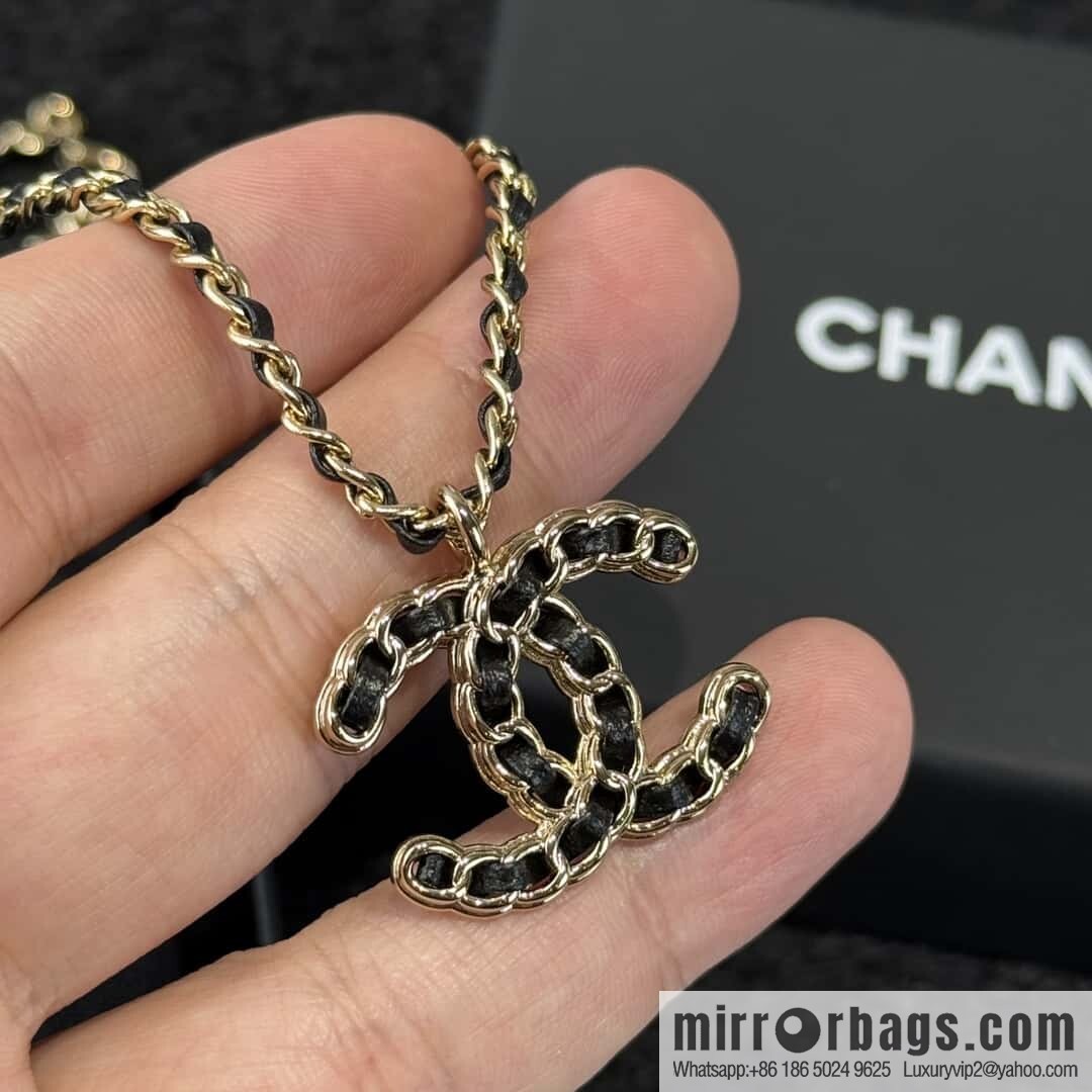 ❗️New ❗️☀️ New ☑️ Chanel Double C Black Leather Rope Necklace ☀️