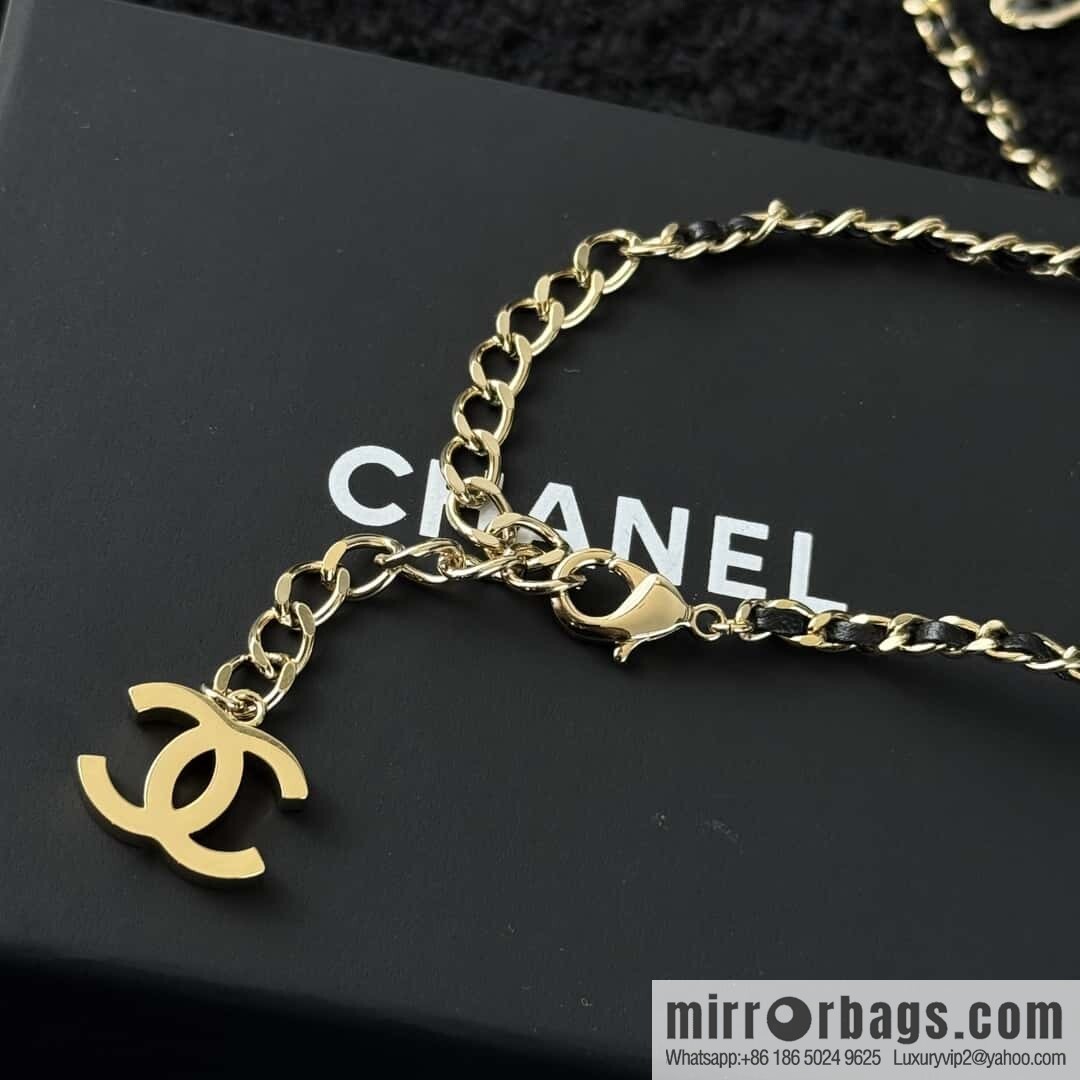 ❗️New ❗️☀️ New ☑️ Chanel Double C Black Leather Rope Necklace ☀️