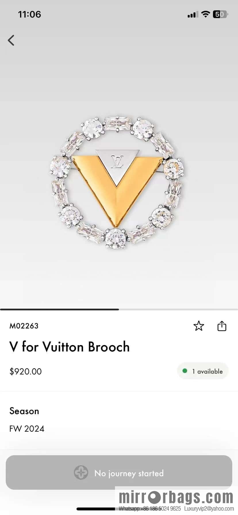 ❗️New ❗️ ☀ Louis Vuitton V Letter Brooch ☀