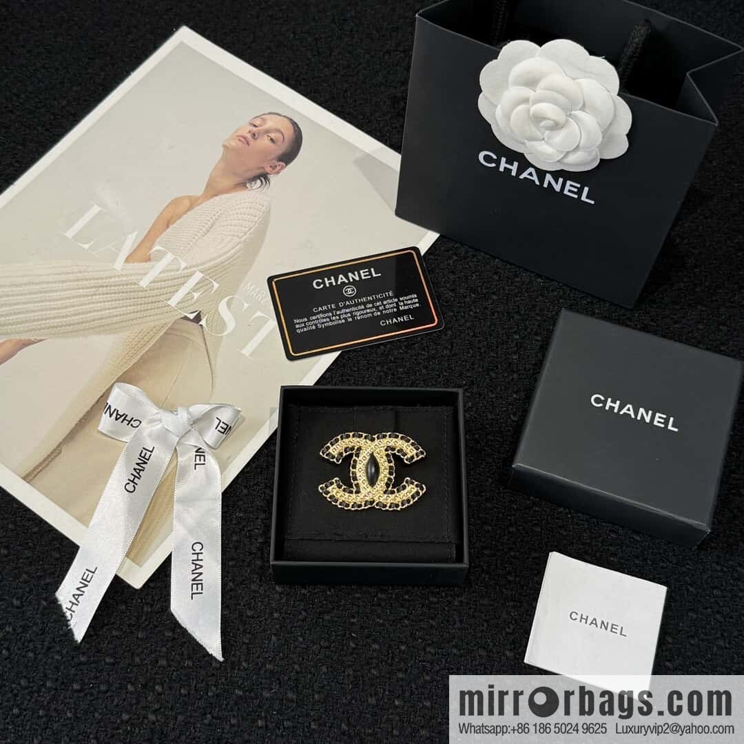 ❗️New ❗️☀️ New ☑️ Chanel Double C Black Leather Rope Brooch ☀️