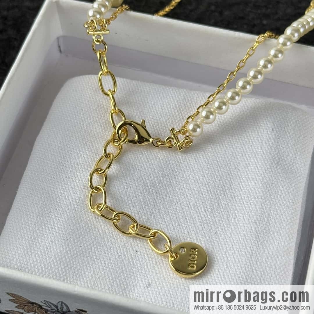 New ☑️ Dior Double Pearl CD Necklace Bracelet