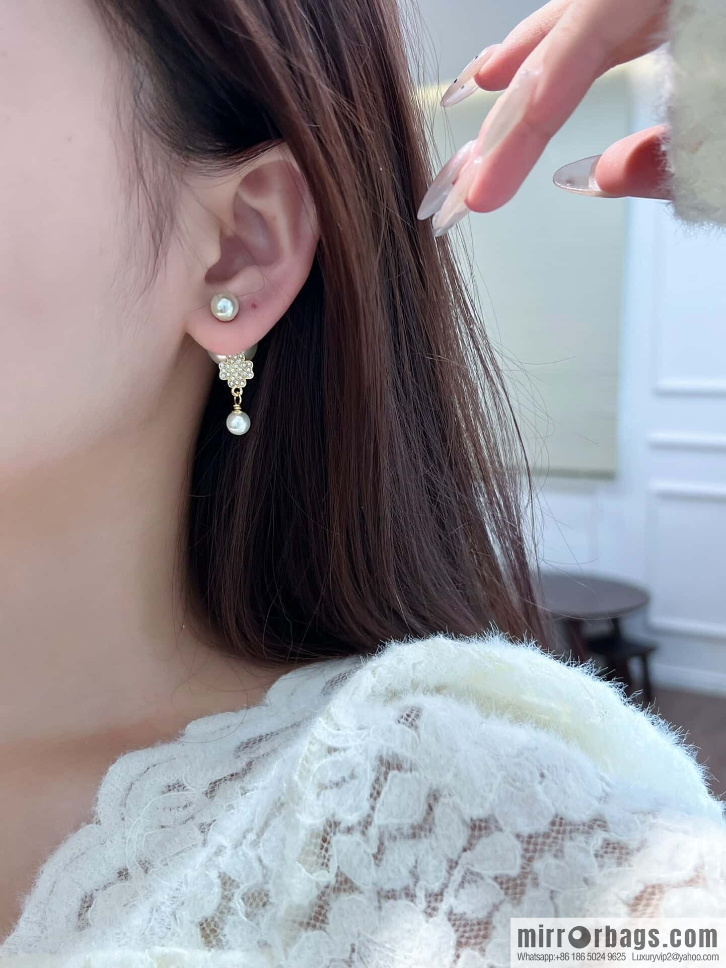 ❗️New ❗️☀️ New ☑️ Dior pearl pentagram ⭐ star stud earrings ☀️