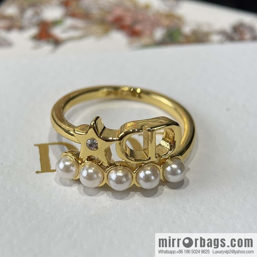 ❗️New ❗️ ☀️ New ☑️ Dior Pearl CD Pentagram Ring ☀️