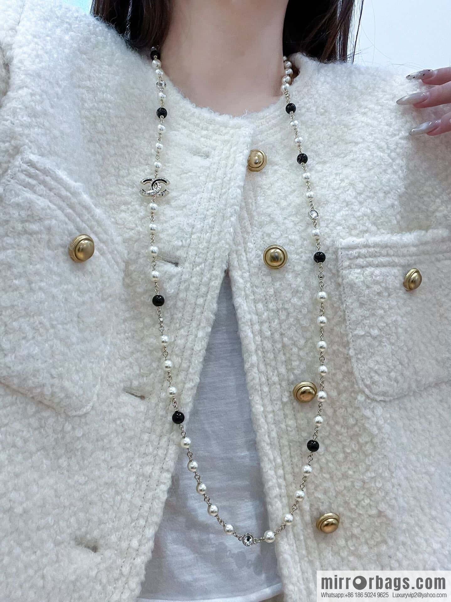 ❗️New ❗️ ☀️ New ☑️ Chanel Double C Pearl Sweater Chain Necklace ☀️