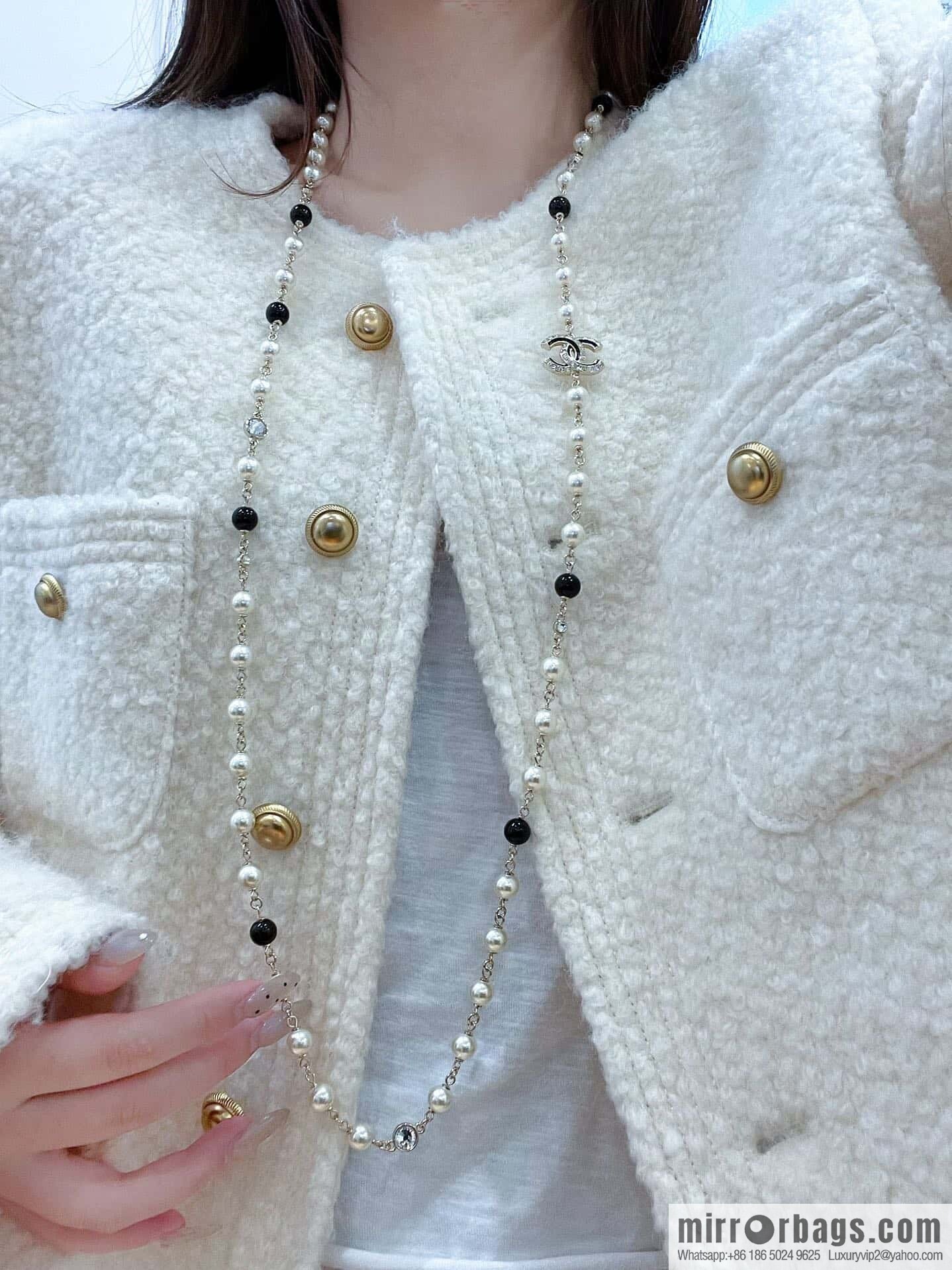 ❗️New ❗️ ☀️ New ☑️ Chanel Double C Pearl Sweater Chain Necklace ☀️