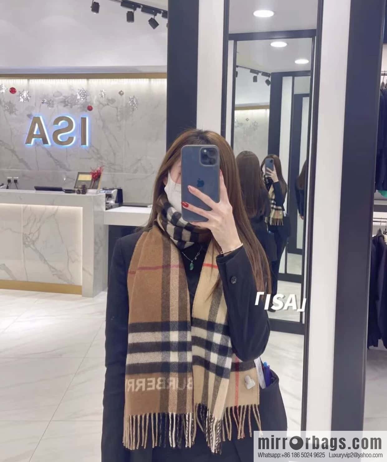𝐁𝐔𝐑𝐁𝐄𝐑𝐑ღ• two-tone contrast plaid cashmere scarf | | Camel