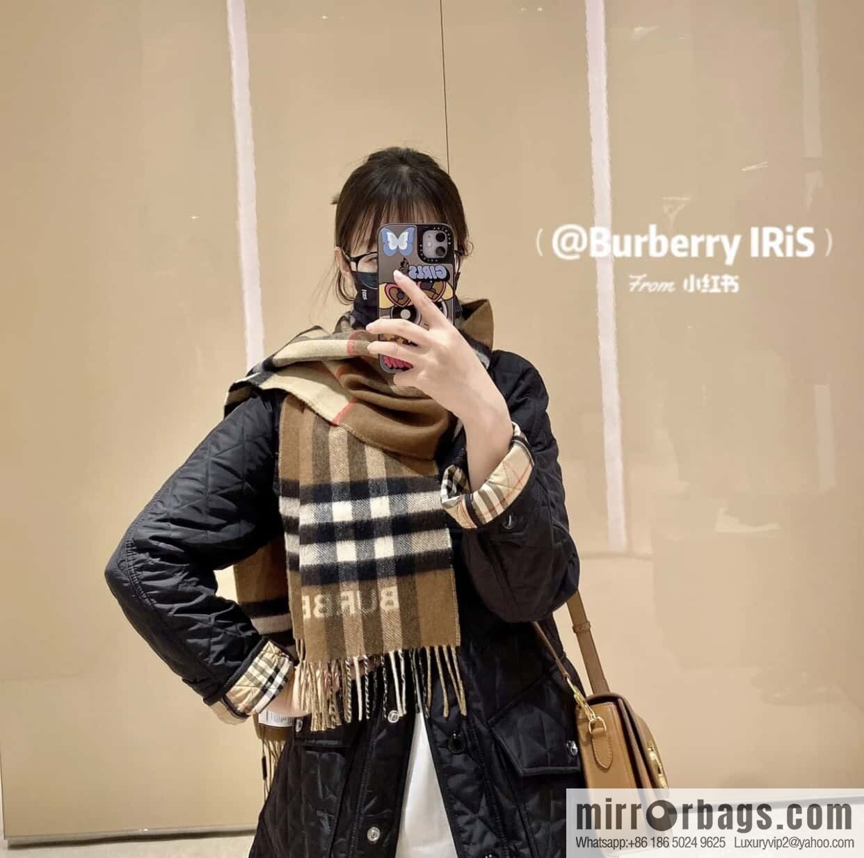 𝐁𝐔𝐑𝐁𝐄𝐑𝐑ღ• two-tone contrast plaid cashmere scarf | | Camel