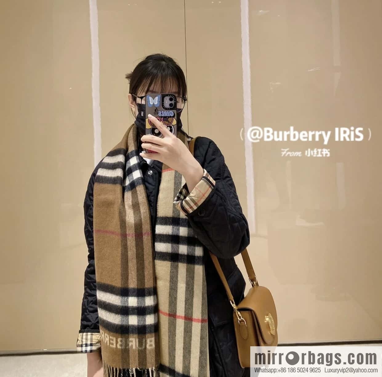 𝐁𝐔𝐑𝐁𝐄𝐑𝐑ღ• two-tone contrast plaid cashmere scarf | | Camel