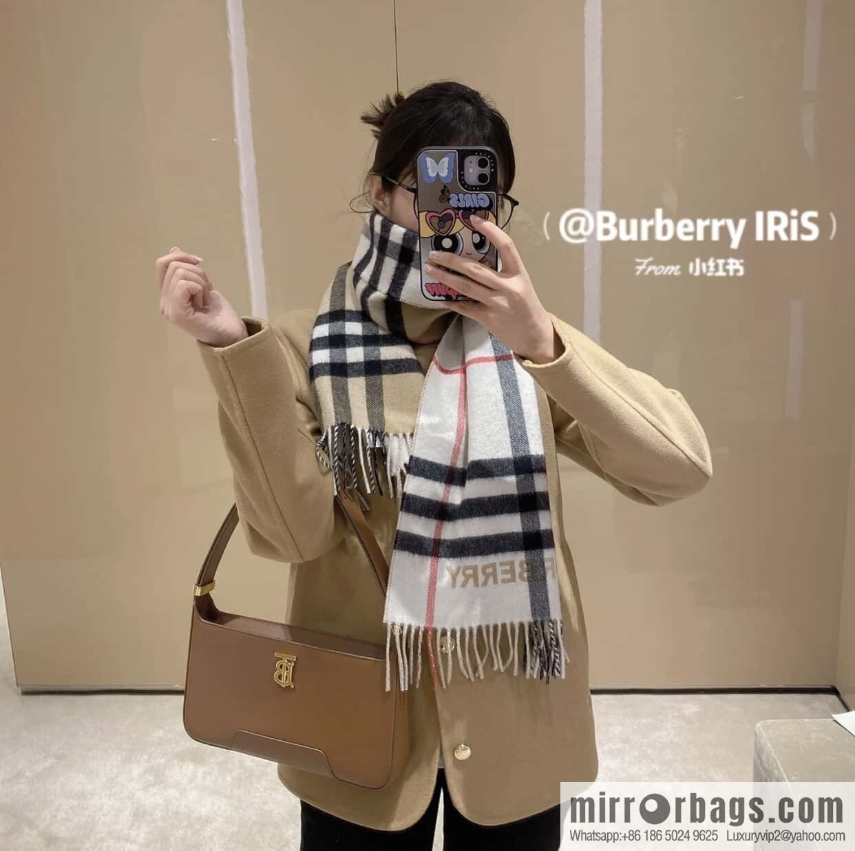 𝐁𝐔𝐑𝐁𝐄𝐑𝐑ღ• two-color contrast grid cashmere scarf 24 new colors