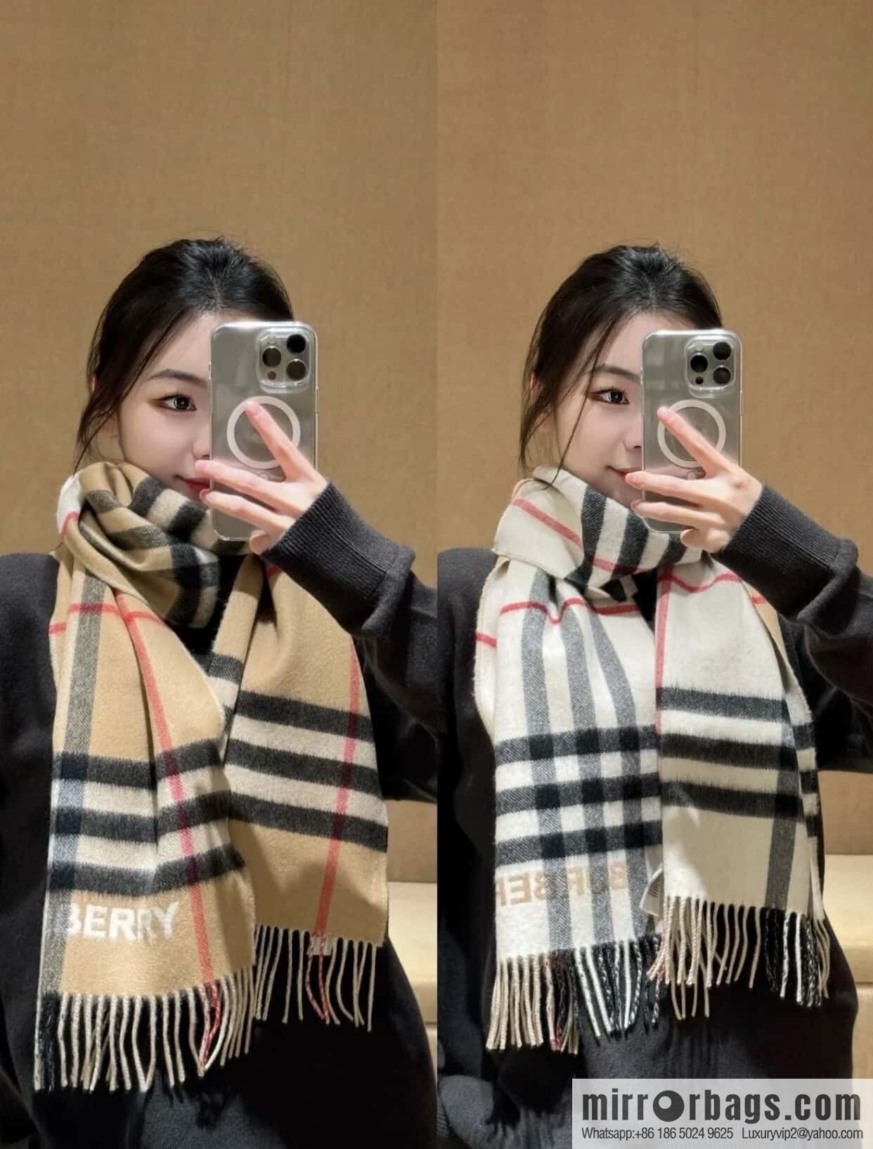 ๐๐๐๐๐๐๐แฆโข two-color contrast grid cashmere scarf 24 new colors