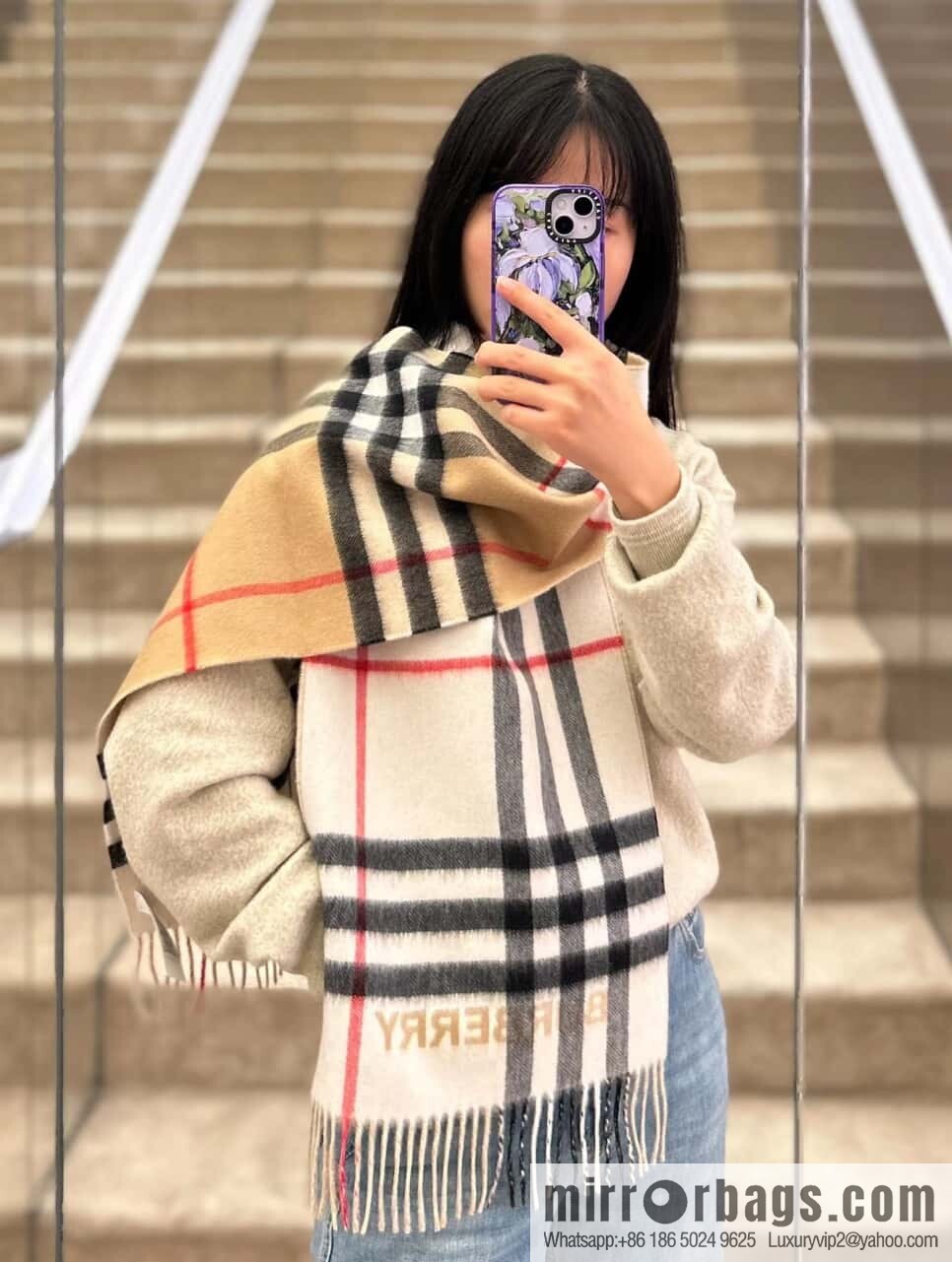 ๐๐๐๐๐๐๐แฆโข two-color contrast grid cashmere scarf 24 new colors