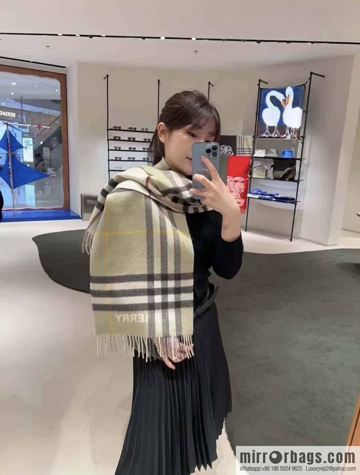 ๐๐๐๐๐๐๐แฆโข two-color contrast grid cashmere scarf 24 new colors