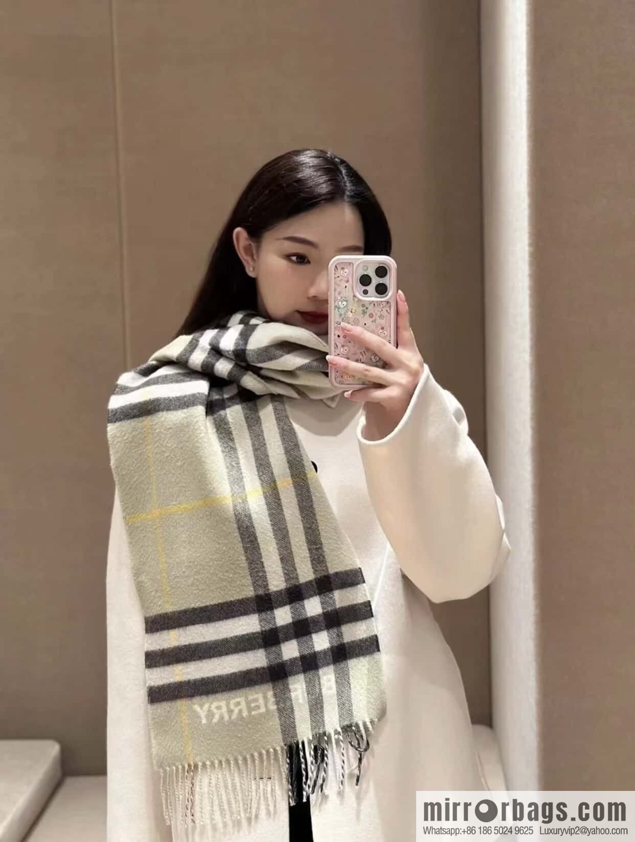๐๐๐๐๐๐๐แฆโข two-color contrast grid cashmere scarf 24 new colors