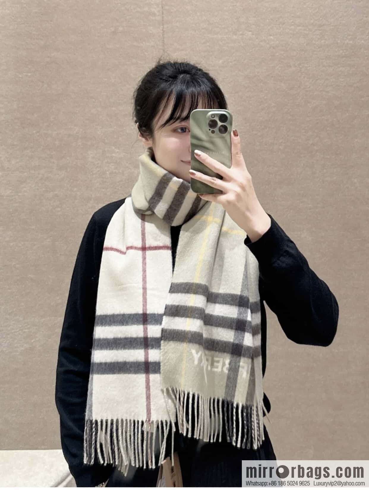 ๐๐๐๐๐๐๐แฆโข two-color contrast grid cashmere scarf 24 new colors
