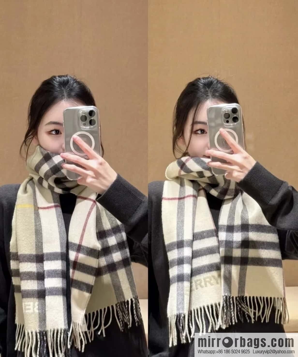 ๐๐๐๐๐๐๐แฆโข two-color contrast grid cashmere scarf 24 new colors