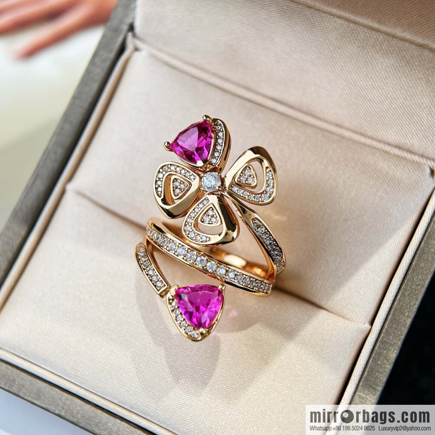 ❗️New ❗️ ☀ BVLGARI DIVAS'DREAM Ruby Clover Ring ☀️