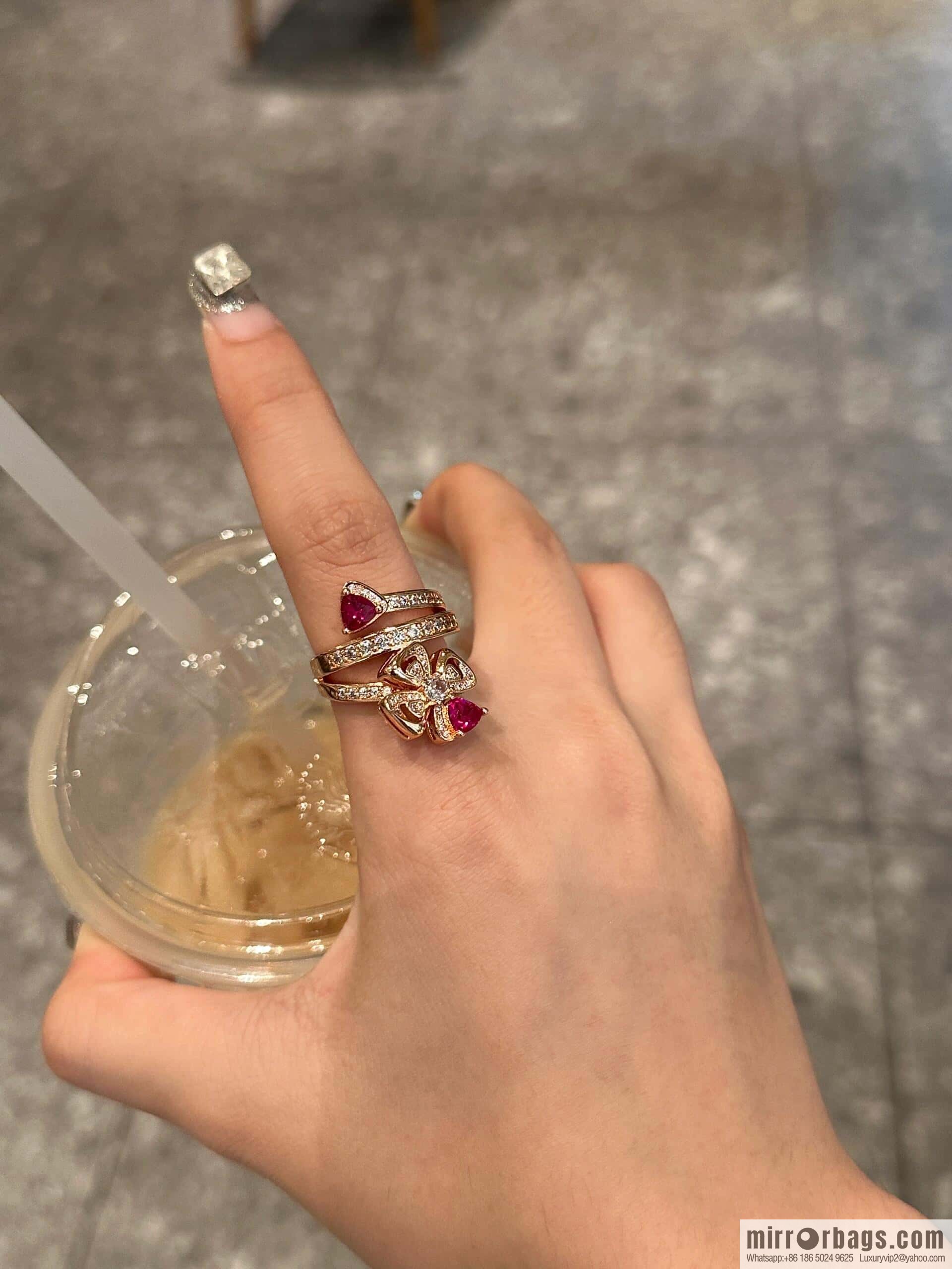 ❗️New ❗️ ☀ BVLGARI DIVAS'DREAM Ruby Clover Ring ☀️