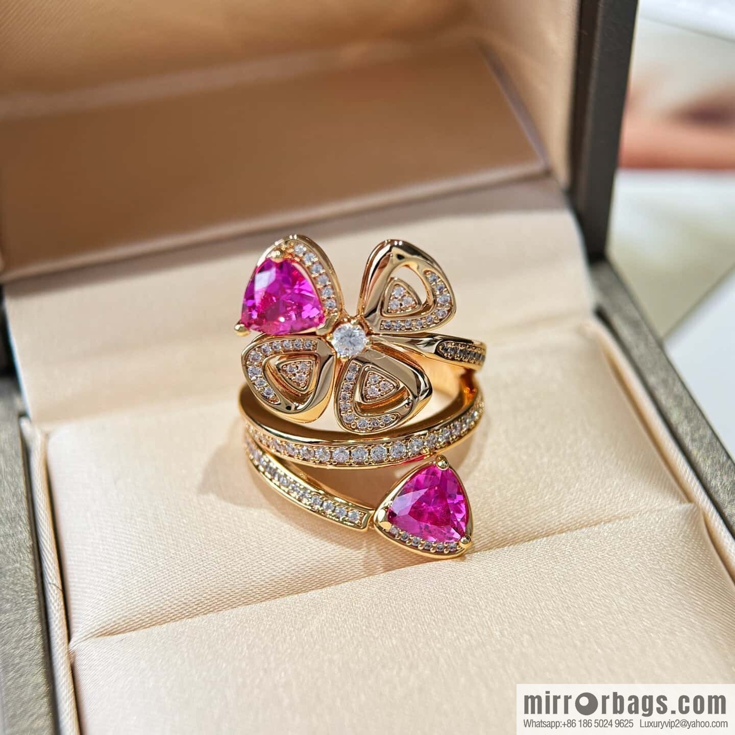 ❗️New ❗️ ☀ BVLGARI DIVAS'DREAM Ruby Clover Ring ☀️