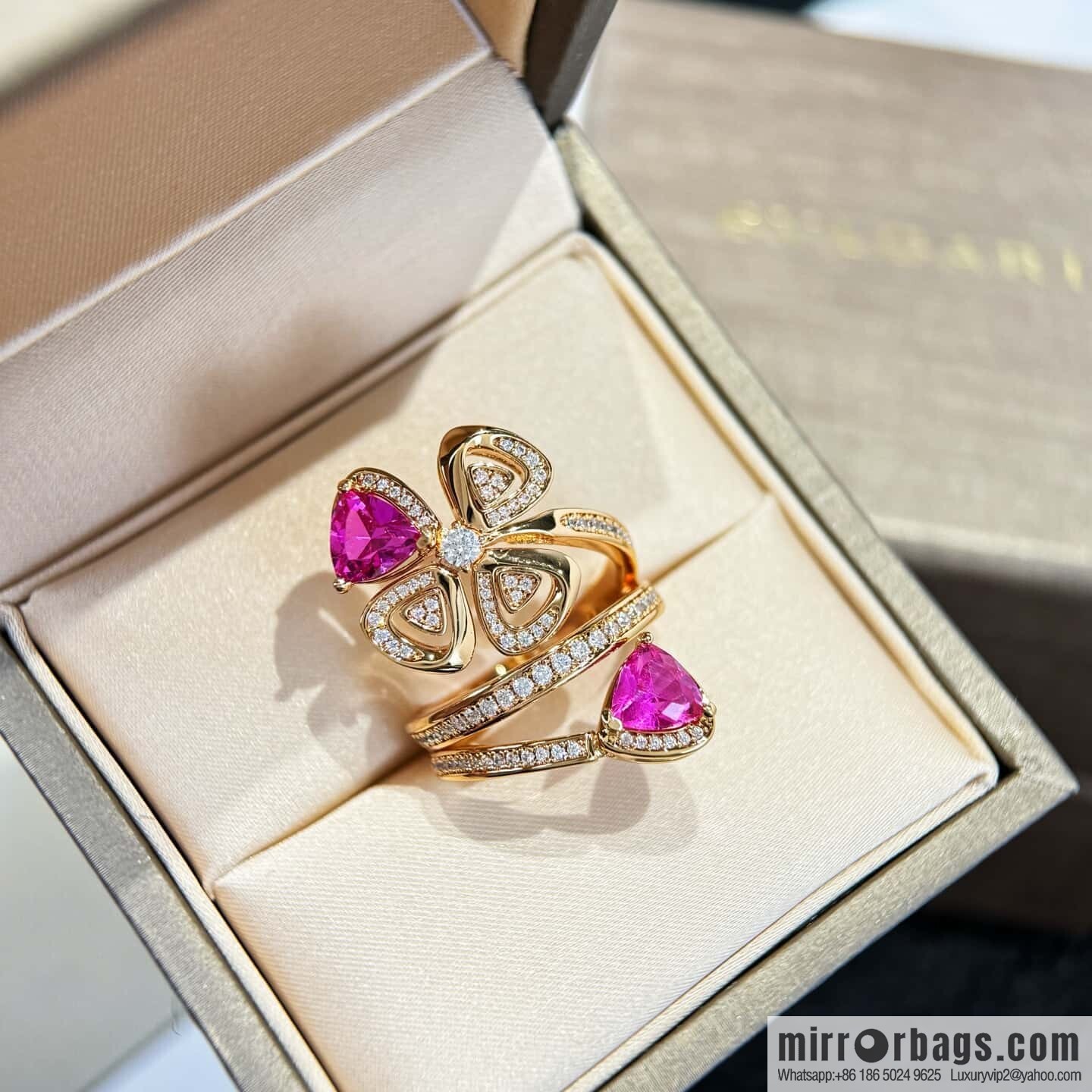 ❗️New ❗️ ☀ BVLGARI DIVAS'DREAM Ruby Clover Ring ☀️