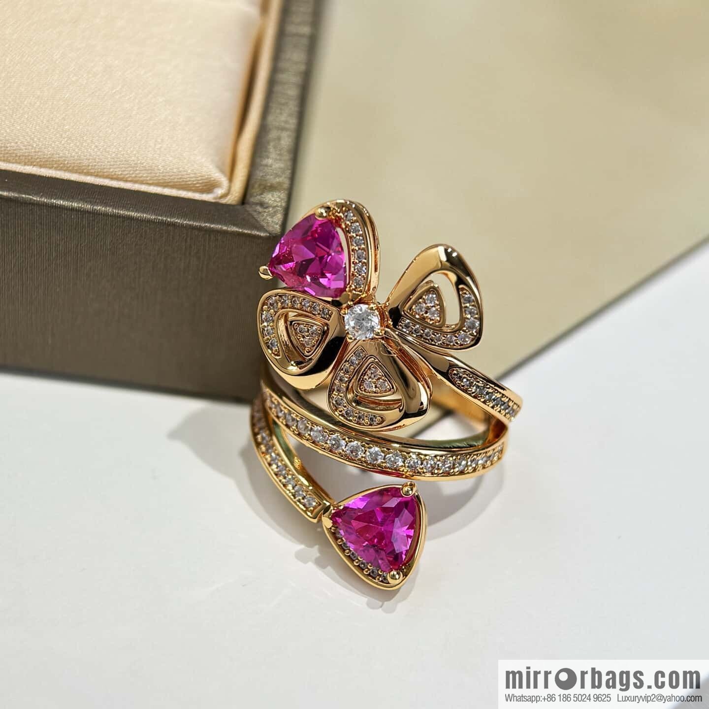 ❗️New ❗️ ☀ BVLGARI DIVAS'DREAM Ruby Clover Ring ☀️