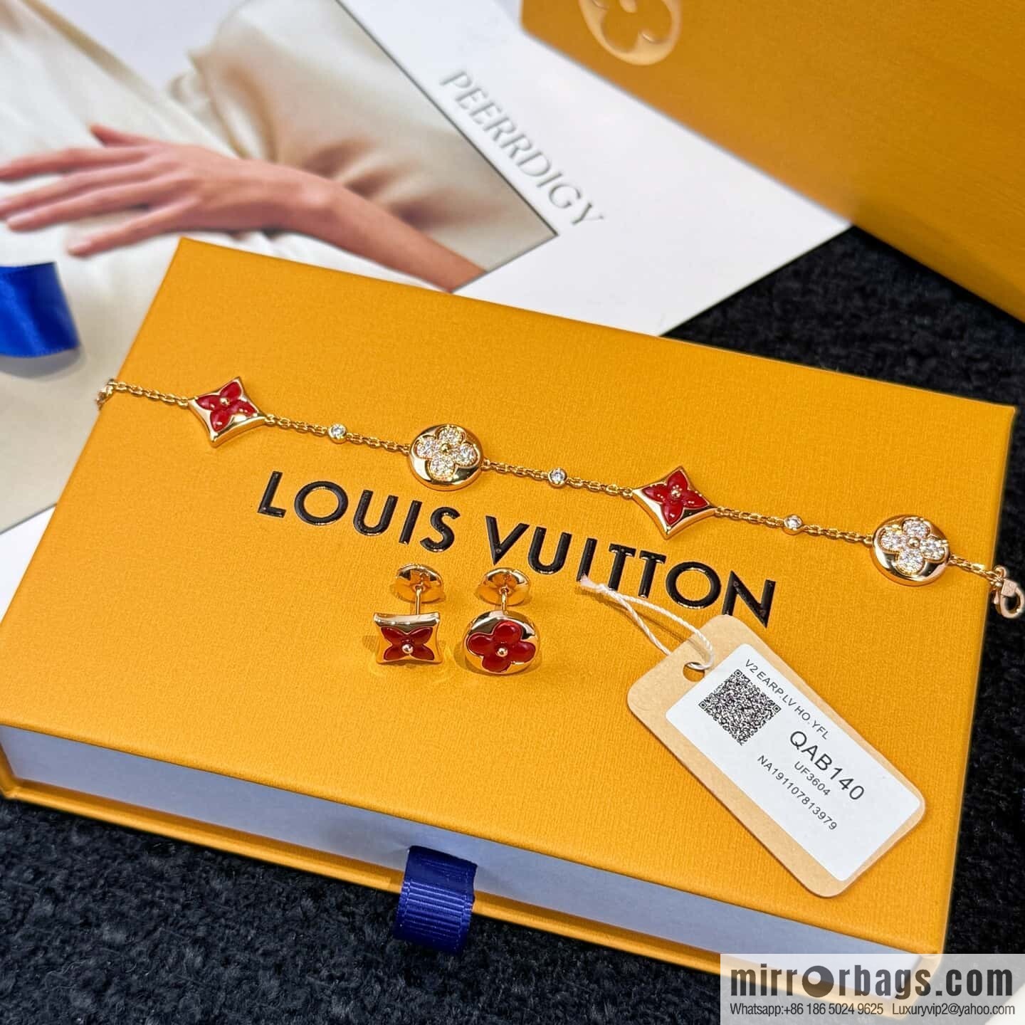 ☀️☀Louis Vuitton COLOR BLOSSOM BB MULTI-MOTIF Rhombus agate LV bracelet, stud earrings