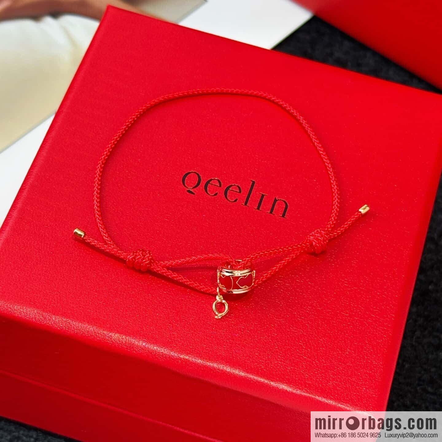 ❗️New ❗️ ☀️ Qeelin Kirin Petite Wulu Circle Gourd Red Rope Hand Rope ☀️