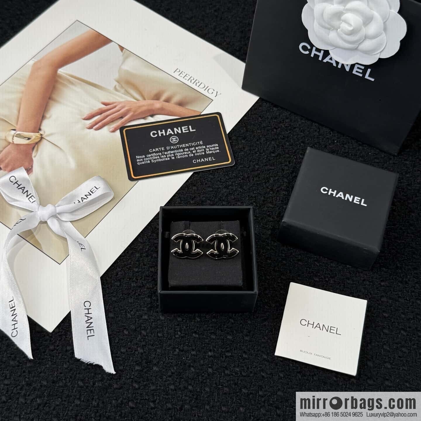 ❗️New ❗️☀️ new ☑️ chanel c1 double c black stud earrings ☀️