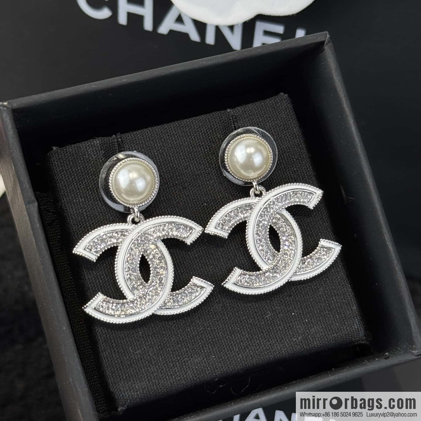 ❗️New ❗️ ☀️ new ☑️ chanel c2 double c pearl stud earrings ☀️