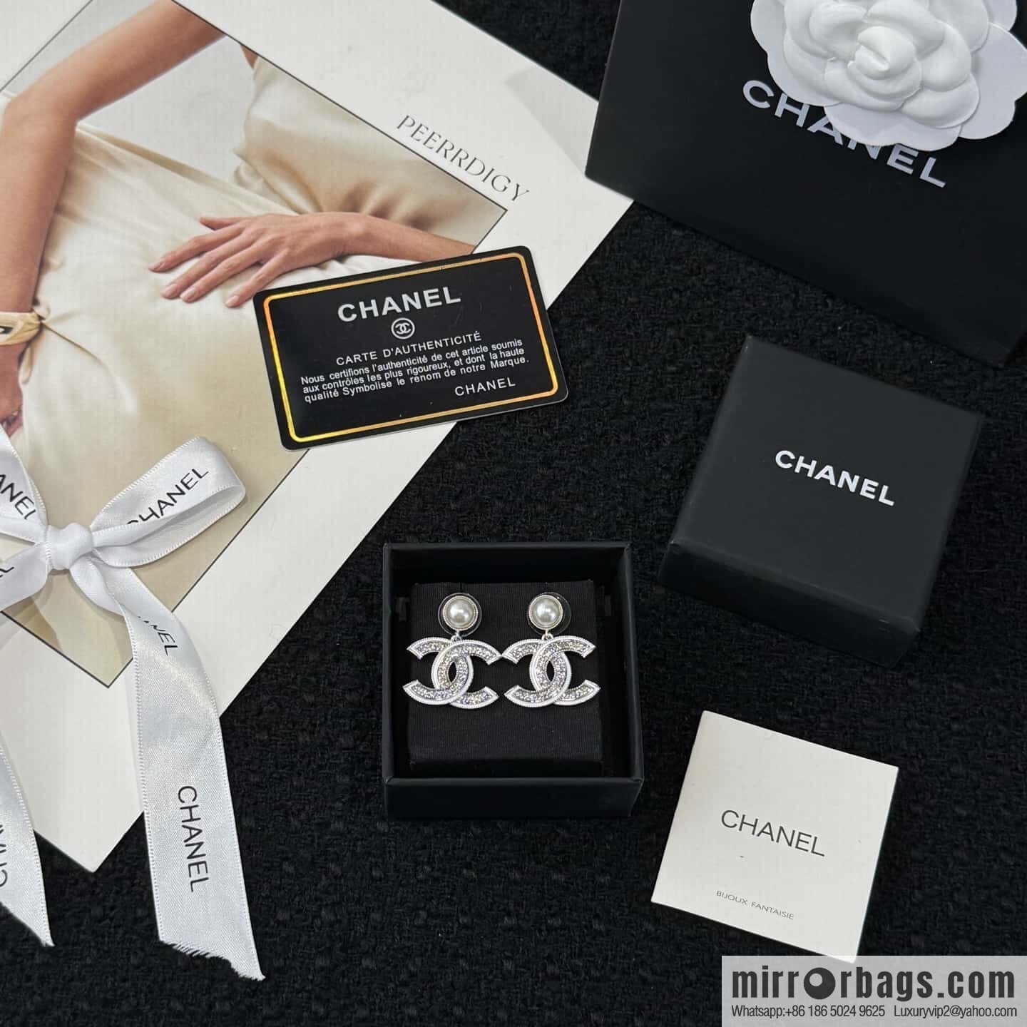 ❗️New ❗️ ☀️ new ☑️ chanel c2 double c pearl stud earrings ☀️