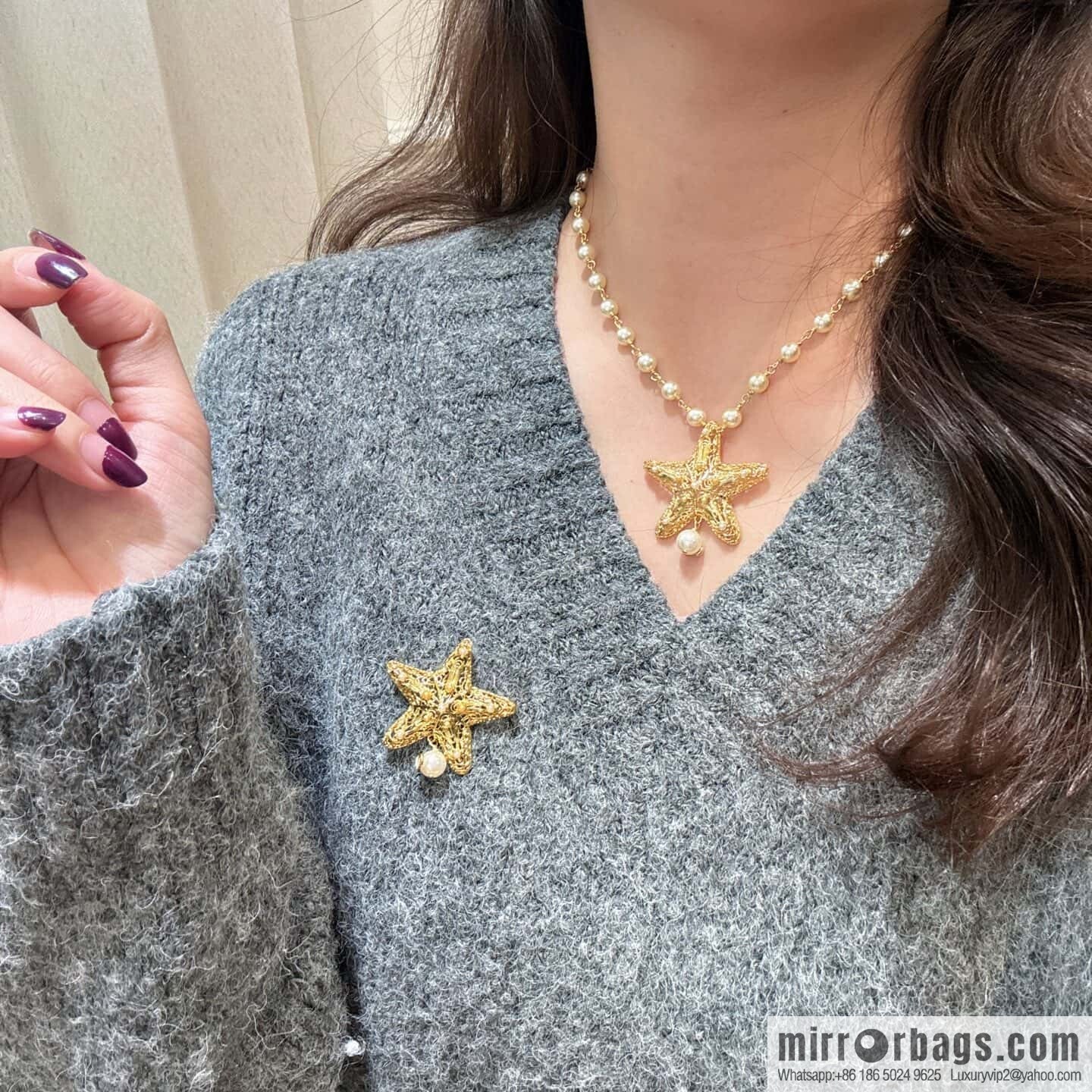 ❗️New ❗️ ☀️ New ☑️ Dior Pearl Pentagram ⭐ Star Brooch ☀️