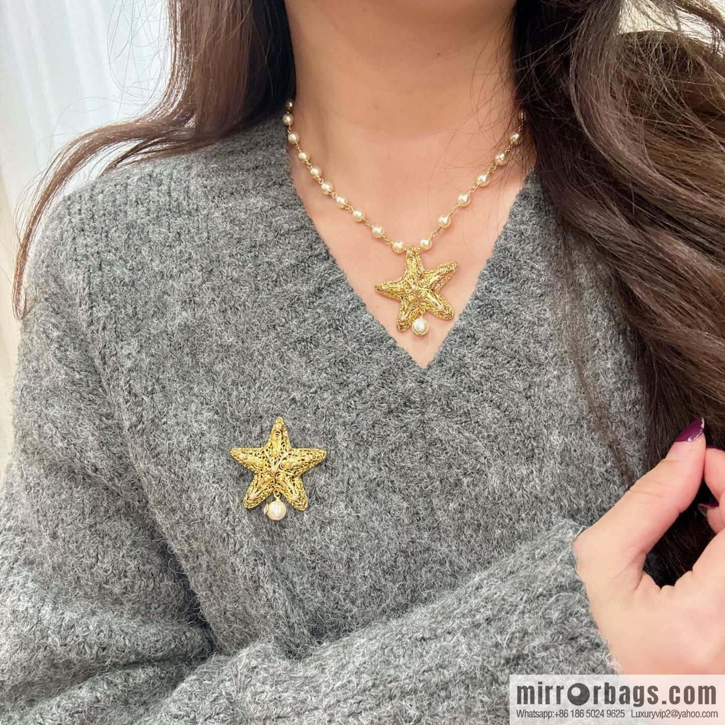 ❗️New ❗️ ☀️ New ☑️ Dior Pearl Pentagram ⭐ Star Necklace ☀️