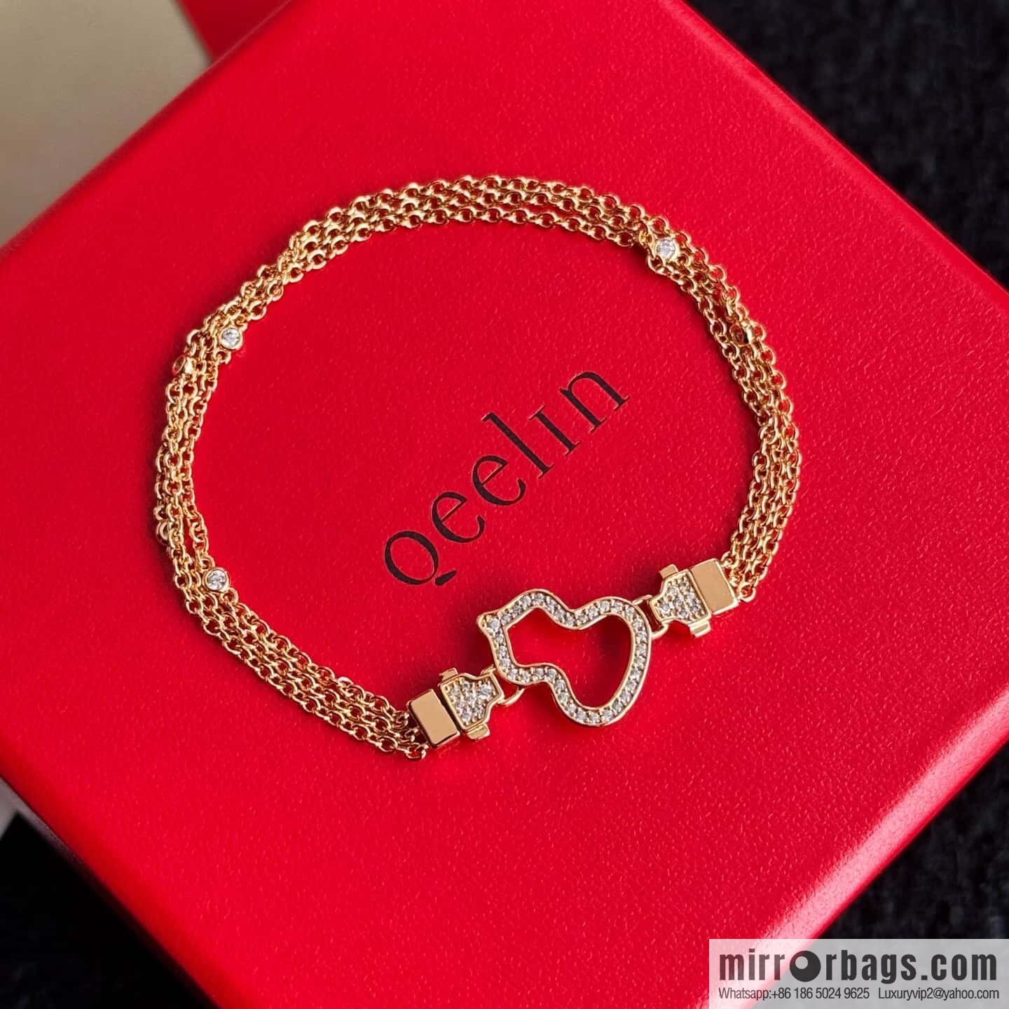 ❗️New ❗️ ☀️ Qeelin Petite Wulu Hollow Gourd Three-layer Bracelet ☀️