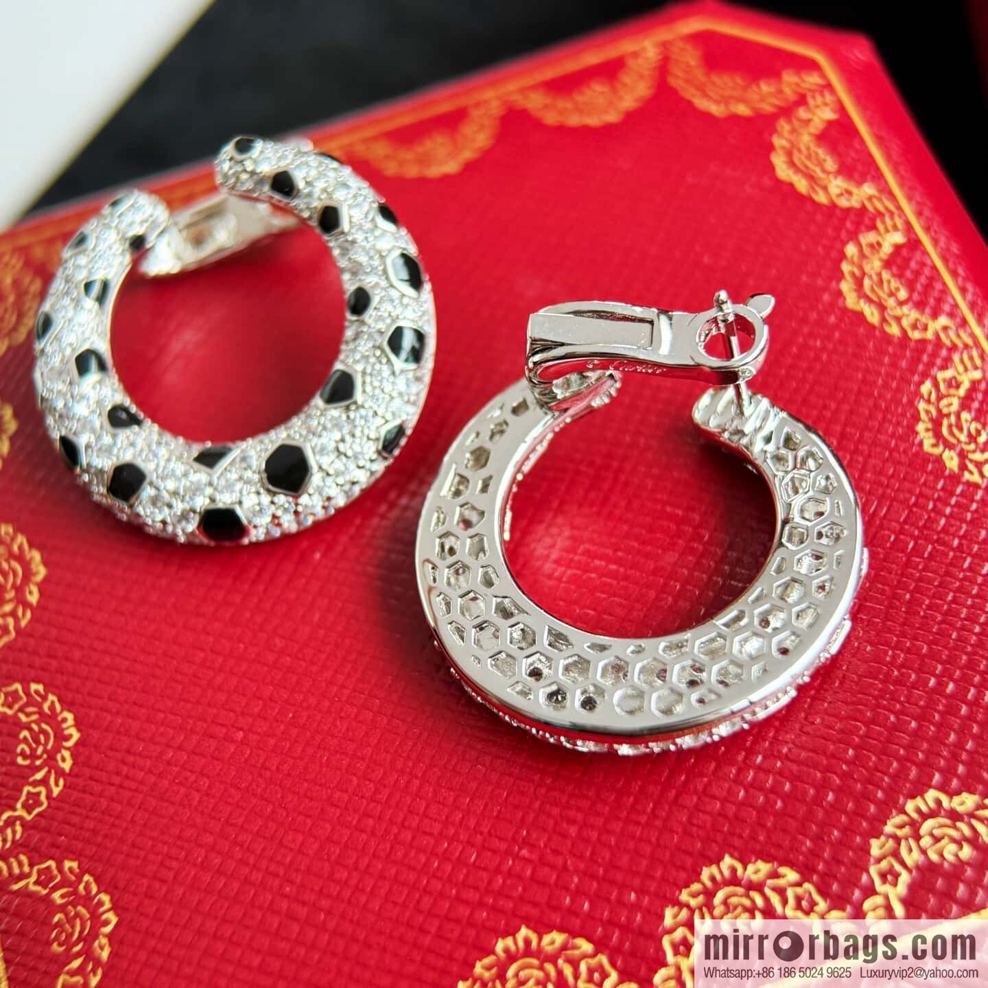 ❗️CNC version ❗️ ☀️ Cartier classic full diamond leopard print earrings earrings ☀️